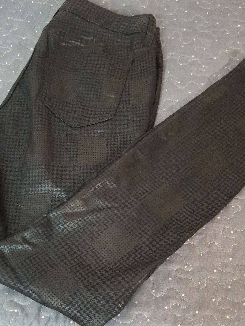 DECREE Women's Black Super Skinny Houndstooth-Pattern Pants size 9
